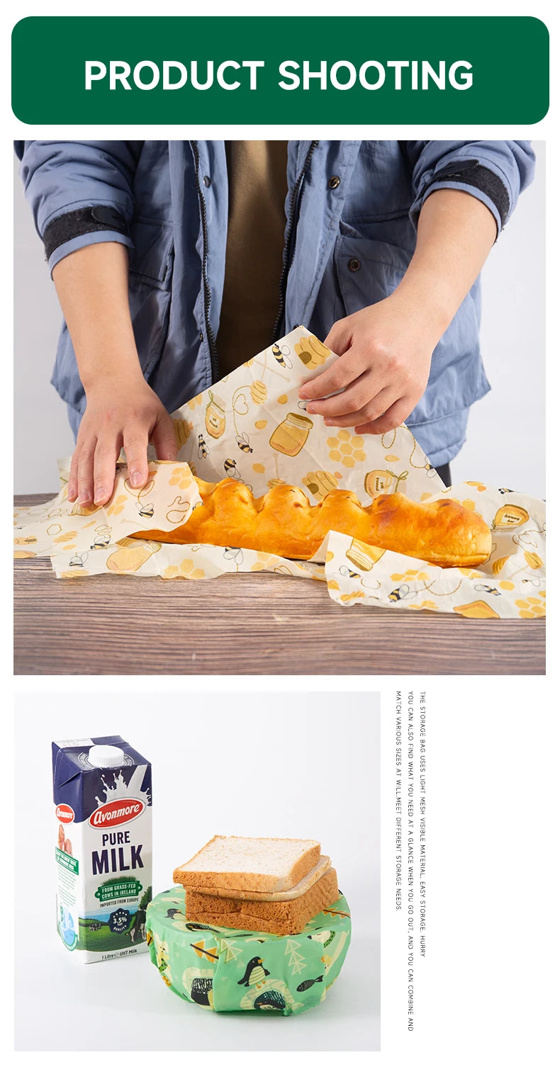 π Beeswax Reusable Food Wraps β Eco-Friendly Plastic-Free Food Storage (3pack)