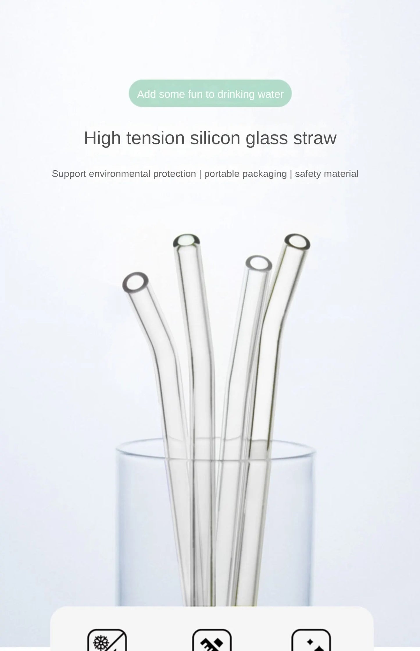 š„¤ Glass Straws Set (5-Pack) ā Reusable, Plastic-Free & Heat Resistant