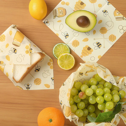 🐝 Beeswax Reusable Food Wraps – Eco-Friendly Plastic-Free Food Storage (3pack)