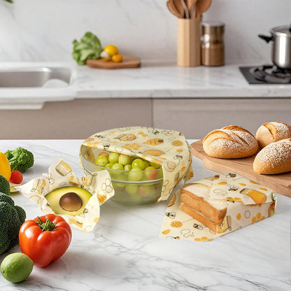 🐝 Beeswax Reusable Food Wraps – Eco-Friendly Plastic-Free Food Storage (3pack)