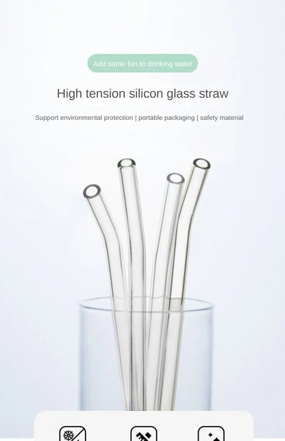 🥤 Glass Straws Set (5-Pack) – Reusable, Plastic-Free & Heat Resistant