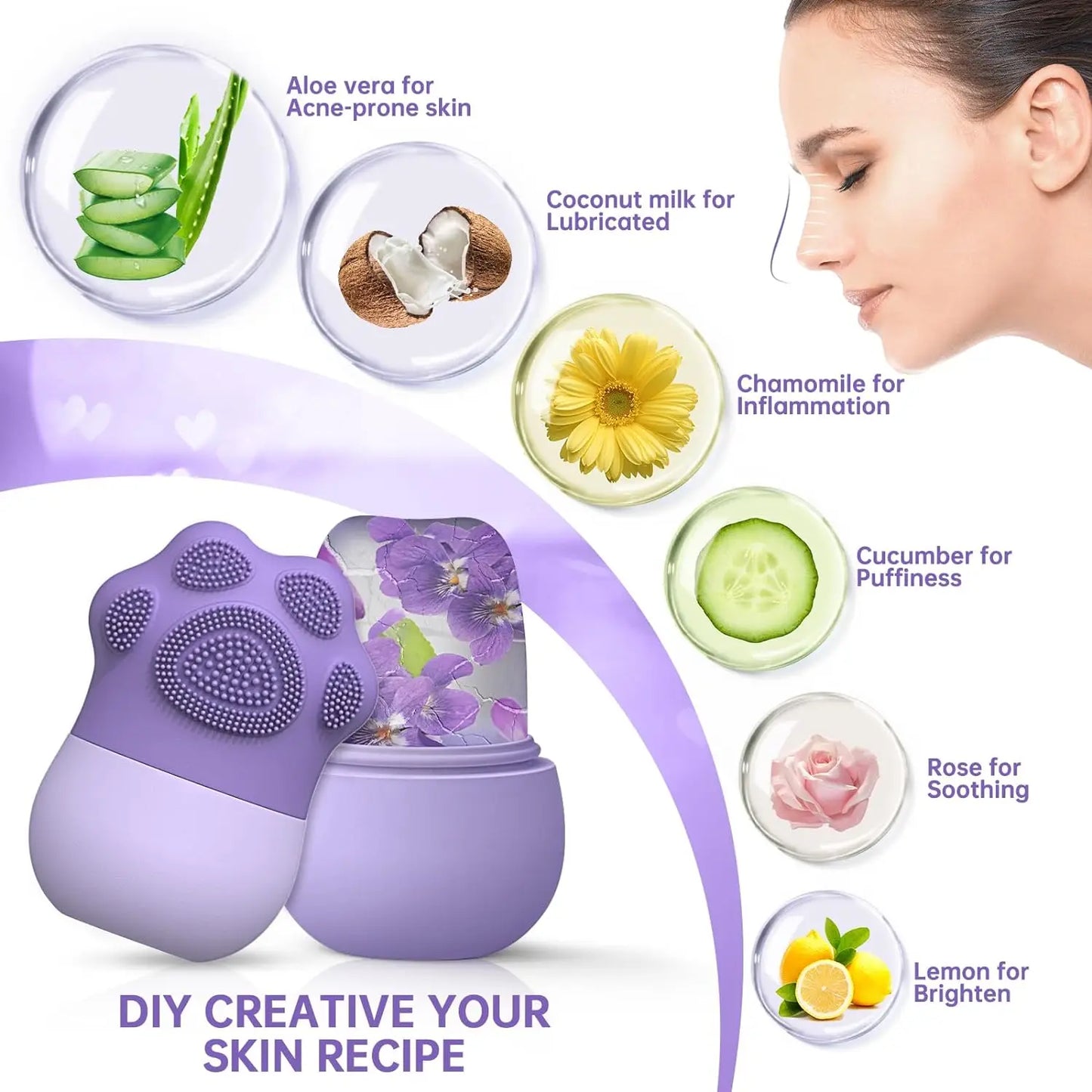 ❄️ Facial Ice Roller – Refreshing Skin Therapy & Natural Glow Tool