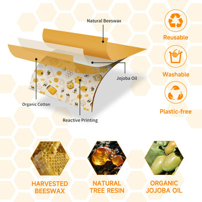 🐝 Beeswax Reusable Food Wraps – Eco-Friendly Plastic-Free Food Storage (3pack)