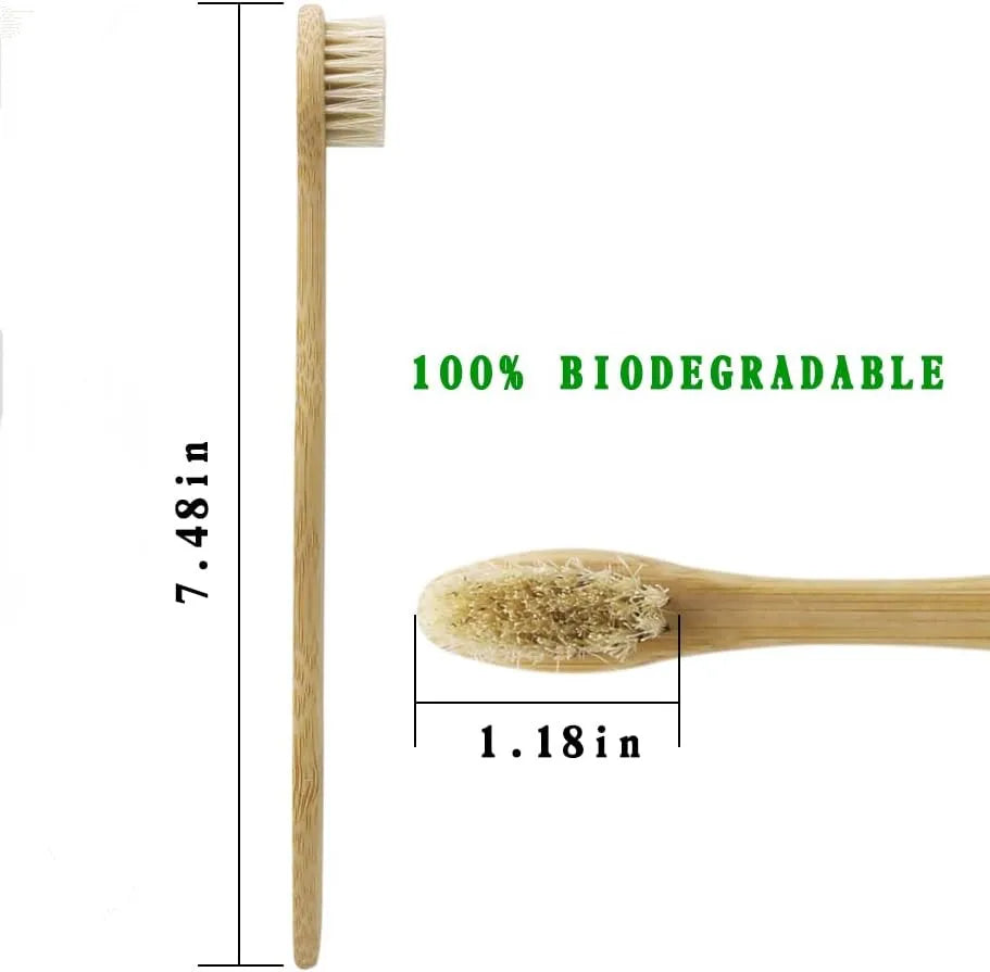 🌿 Bamboo Toothbrush with Natural Bristles – Plastic-Free Oral Care (5-Pack