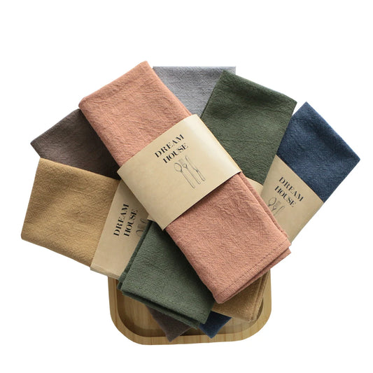 🌿 Organic Cotton & Ramie Reusable Napkins – Plastic-Free Dining Essential